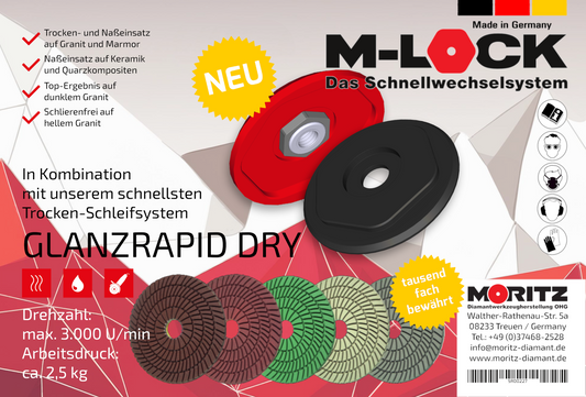 Diamant-Schleifset Glanzrapid DRY Ø100mm mit M-LOCK Schnellwechselsystem
